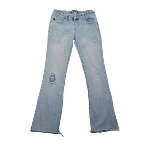 Vintage Y2K Bubblegum Light Wash Blue Denim Low Rise Bootcut Flare Jeans 10
